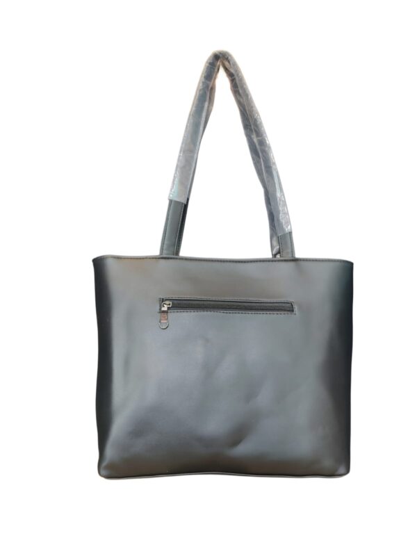 Professional & Practical Black Faux Leather Tote Bag - Your Everyday Essential - Image 3