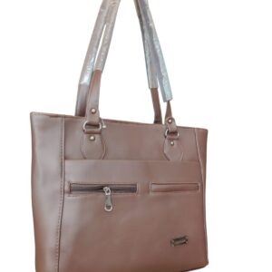 Elegant & Functional Brown Faux Leather Tote Bag - Perfect for Everyday