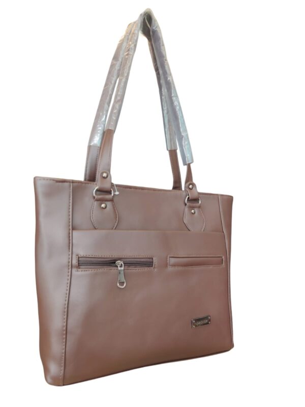 Elegant & Functional Brown Faux Leather Tote Bag - Perfect for Everyday
