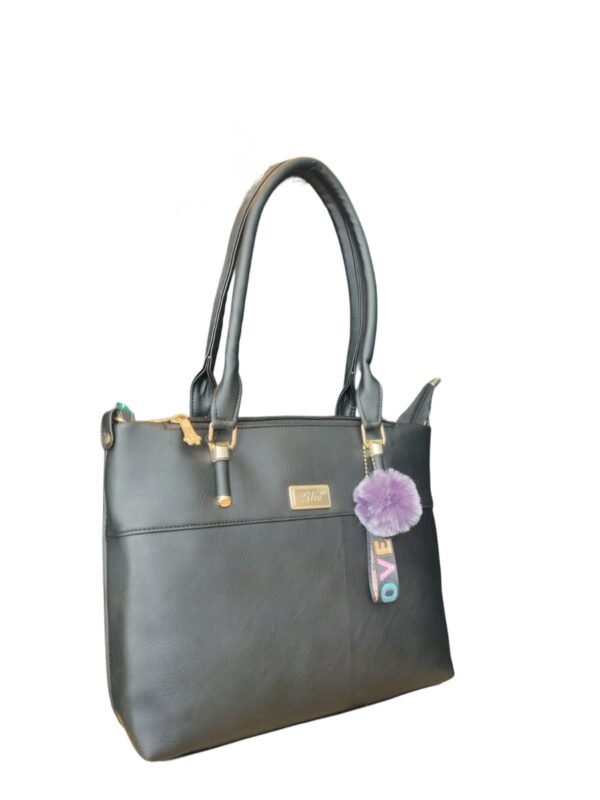 Elegant Black Handbag with "LOVE" Charm