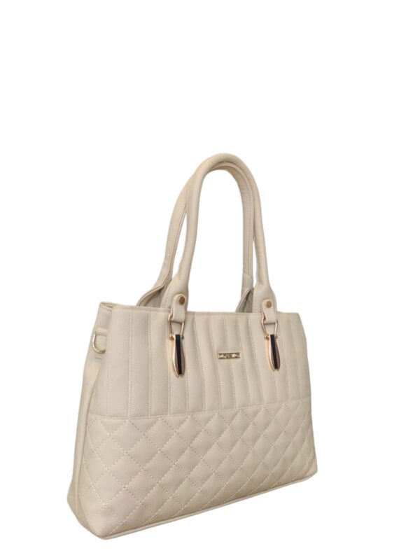 Elegant Quilted Cream Handbag with Gold Hardware