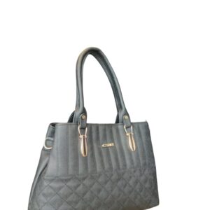 Stylish Black Quilted Handbag With Elegant Gold