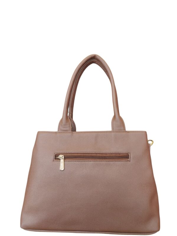 Classic Quilted Faux Leather Tote Bag - Rich Mocha Brown - Image 2
