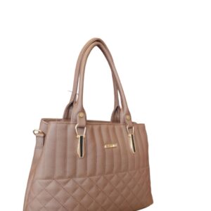 Classic Quilted Faux Leather Tote Bag - Rich Mocha Brown