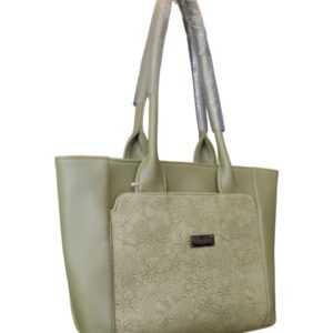 Elegant Floral Embossed Faux Leather Tote Bag - Rich Chocolate Brown