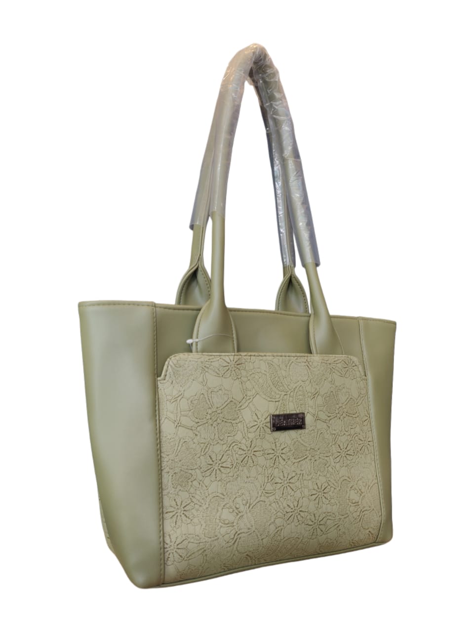 Elegant Floral Embossed Faux Leather Tote Bag - Rich Chocolate Brown