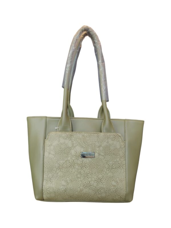 Elegant Floral Embossed Faux Leather Tote Bag - Rich Chocolate Brown - Image 5