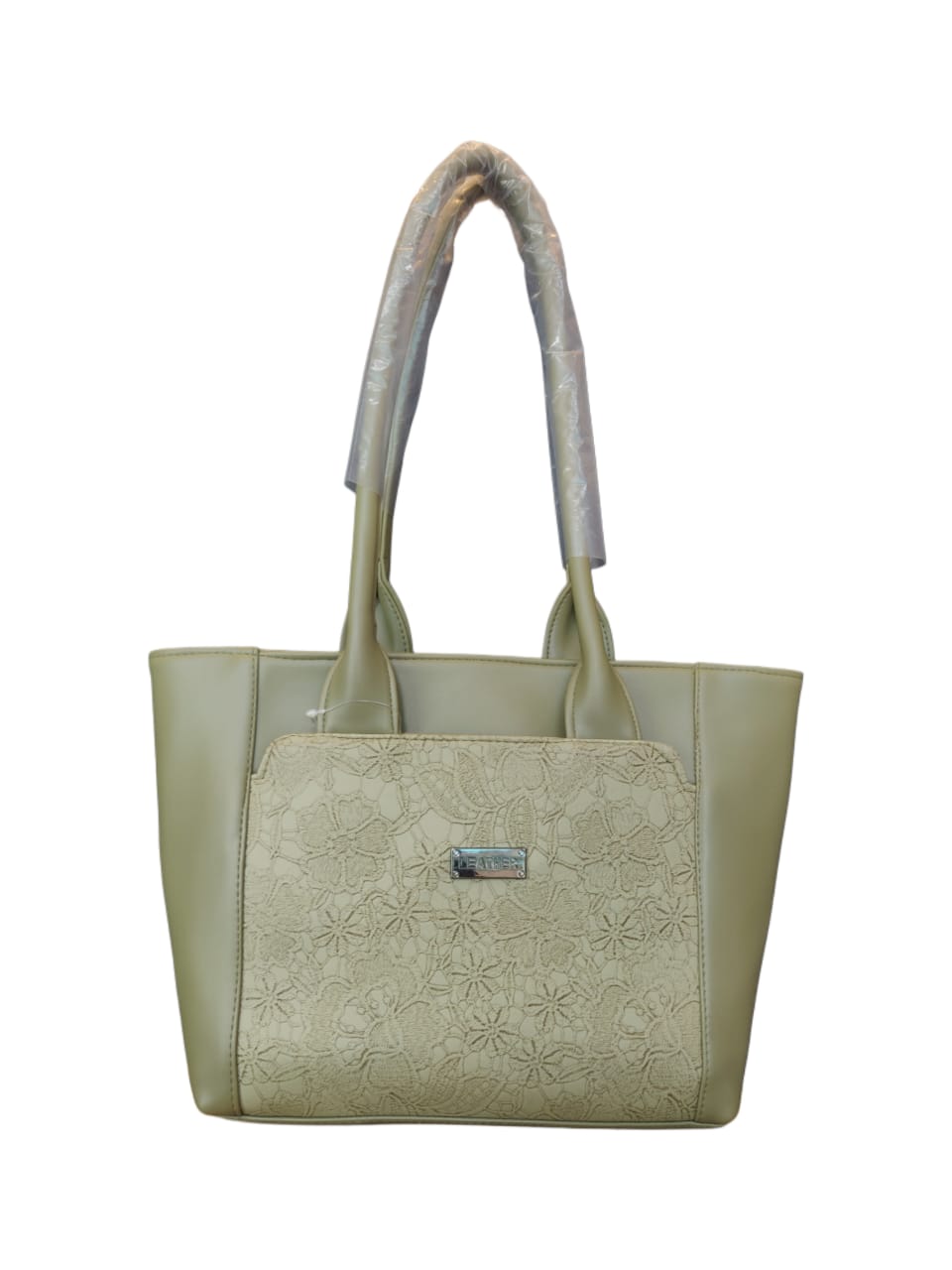 Elegant Floral Embossed Faux Leather Tote Bag - Rich Chocolate Brown - Image 3