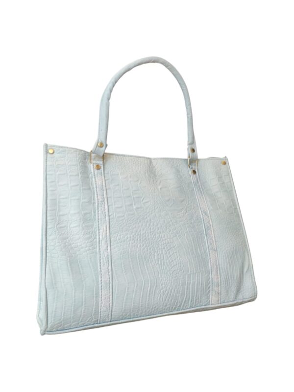 Sophisticated Faux Leather Croc-Embossed Tote Bag - Image 2