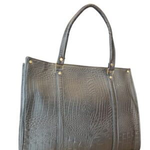 Sophisticated Faux Leather Croc-Embossed Tote Bag