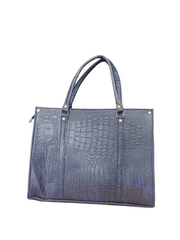 Sophisticated Faux Leather Croc-Embossed Tote Bag - Image 4