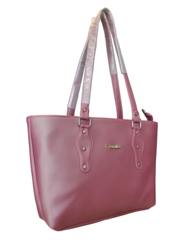 Elegant & Spacious Faux Leather Shoulder Tote Bag - Rich Plum
