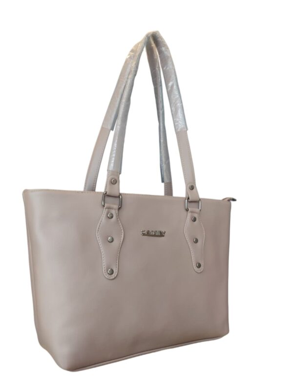 Elegant & Spacious Faux Leather Shoulder Tote Bag - Rich Plum - Image 3