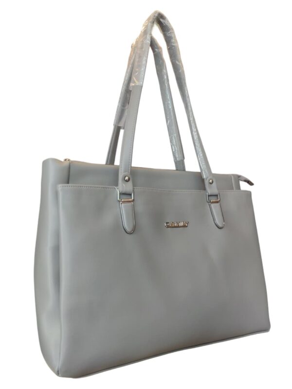 Classic & Functional Faux Leather Work Tote Bag - Camel Tan - Image 3