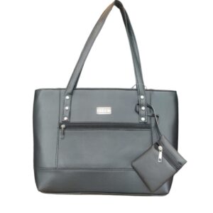 Elegant Faux Leather Shoulder Tote with Detachable Pouch - Sophisticated Taupe
