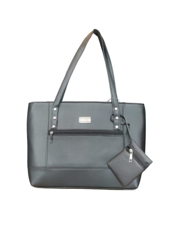 Elegant Faux Leather Shoulder Tote with Detachable Pouch - Sophisticated Taupe