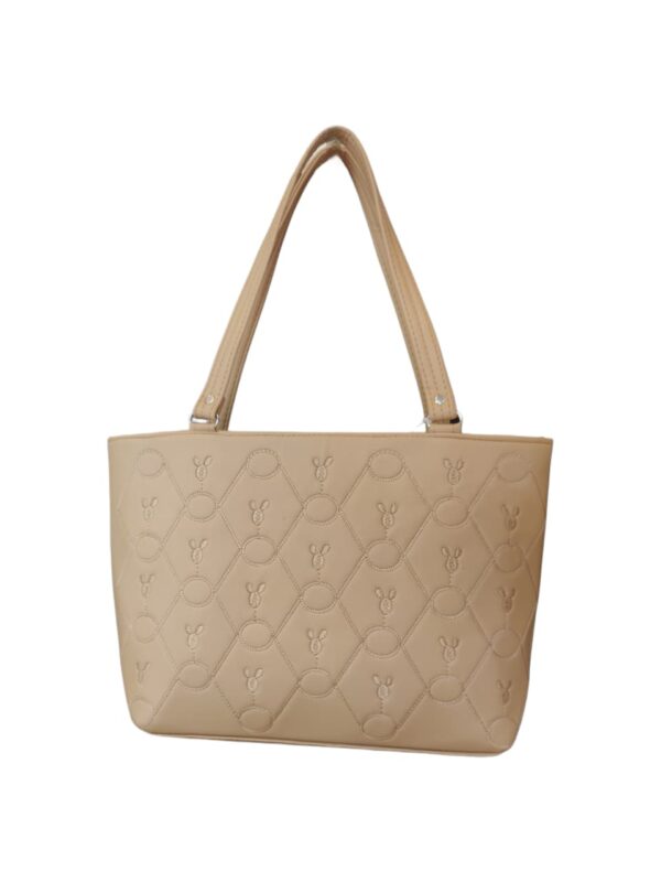 Charming Quilted Faux Leather Tote Bag with Bee Motif - Dusty Teal - Image 3