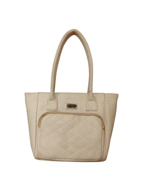 Artistic Patchwork Faux Leather Tote Bag - Multi-Tone Elegance - Image 3