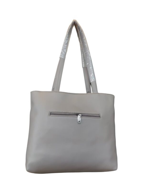 Sleek & Organized Faux Leather Shoulder Tote - Classic Caramel - Image 4