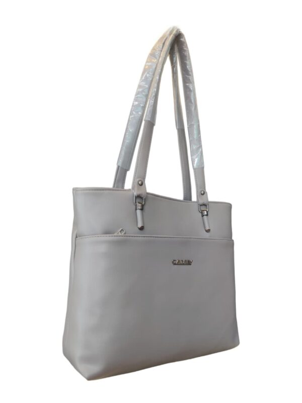 Sleek & Organized Faux Leather Shoulder Tote - Classic Caramel