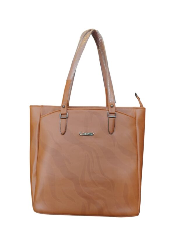 Elegant Textured Faux Leather Shoulder Tote Bag - Image 2