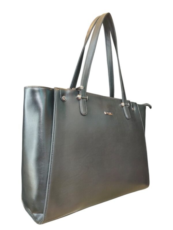 Classic Everyday Faux Leather Tote Bag - Rich Chocolate Brown - Image 3