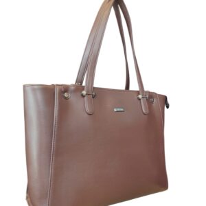 Classic Everyday Faux Leather Tote Bag - Rich Chocolate Brown