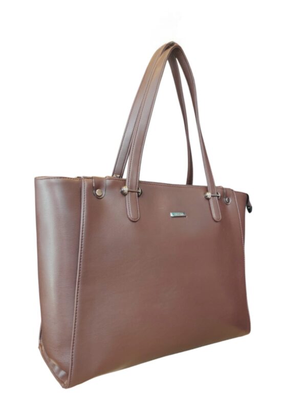 Classic Everyday Faux Leather Tote Bag - Rich Chocolate Brown