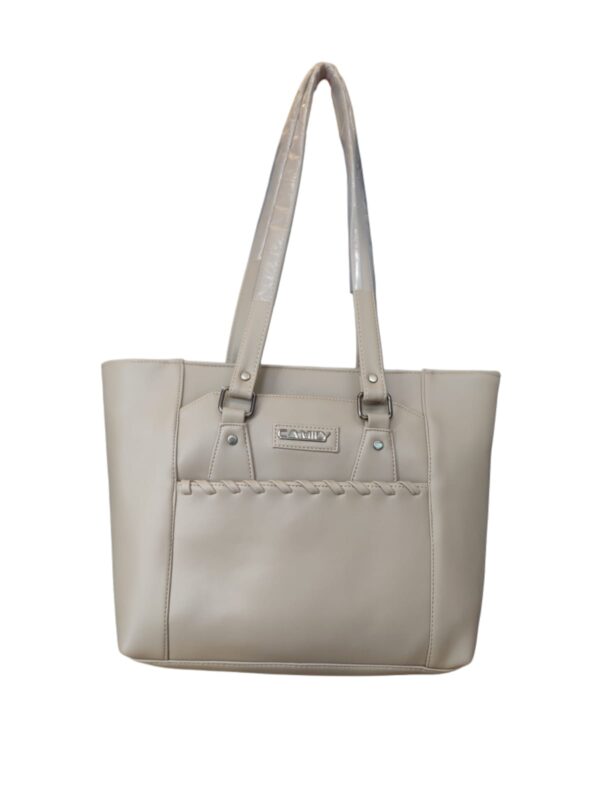 Elegant Braided-Detail Faux Leather Tote Bag - Chic Greige - Image 3