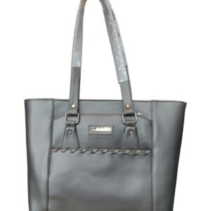 Elegant Braided-Detail Faux Leather Tote Bag - Chic Greige
