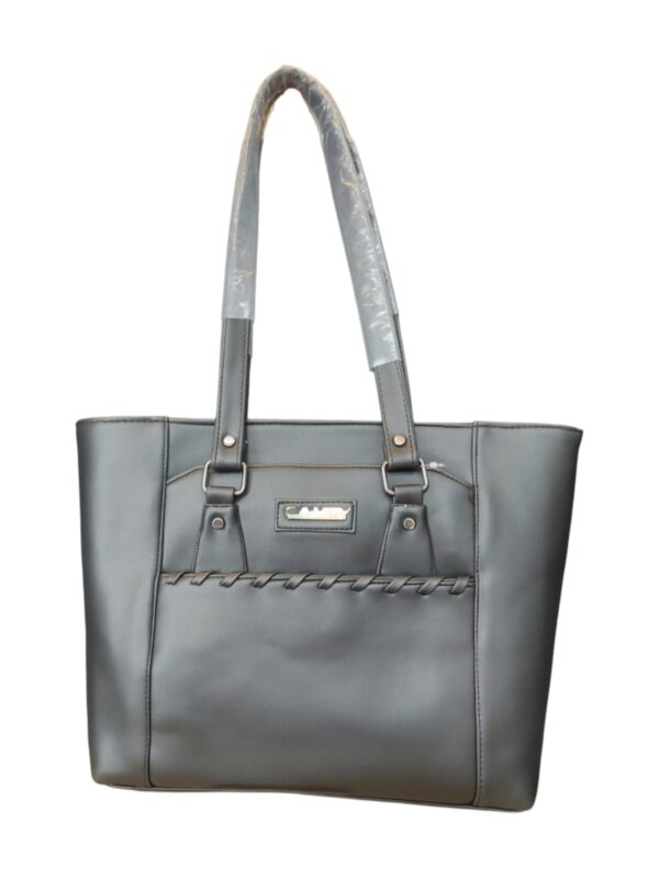 Elegant Braided-Detail Faux Leather Tote Bag - Chic Greige