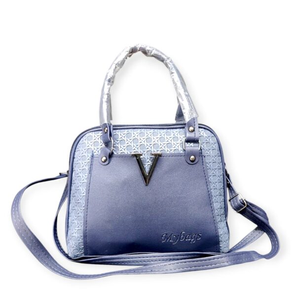 Glamorous Star-Embossed Faux Leather Sling Bag - Midnight Black - Image 2
