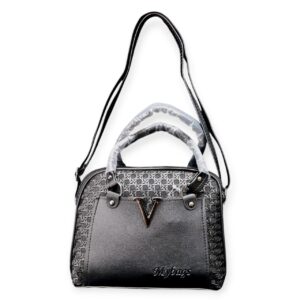 Glamorous Star-Embossed Faux Leather Sling Bag - Midnight Black