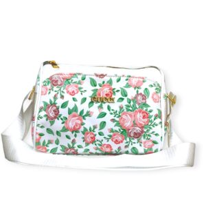 Vibrant Floral Crossbody Bag with Elegant Gold Accents