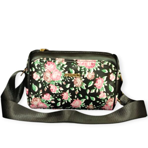 Vibrant Floral Crossbody Bag with Elegant Gold Accents - Image 4