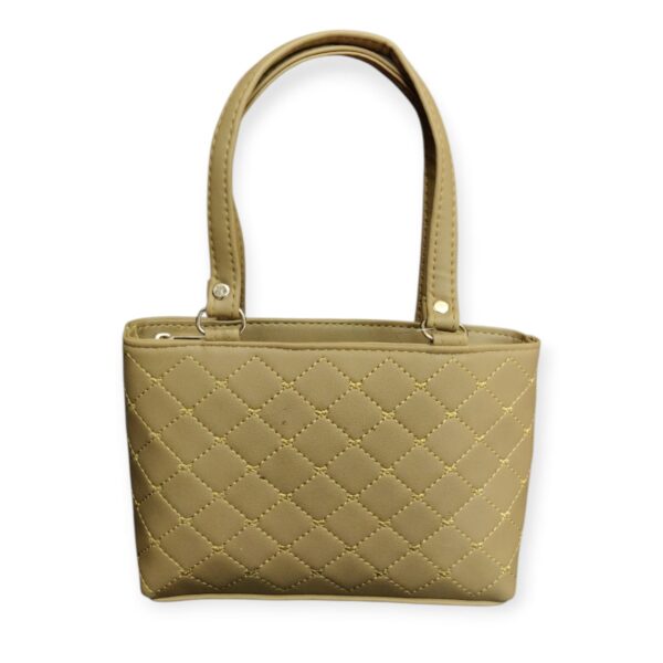 Elegant Quilted Faux Leather Mini Handbag - Image 3