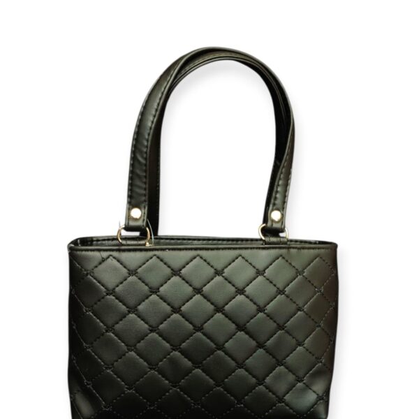 Elegant Quilted Faux Leather Mini Handbag - Image 4