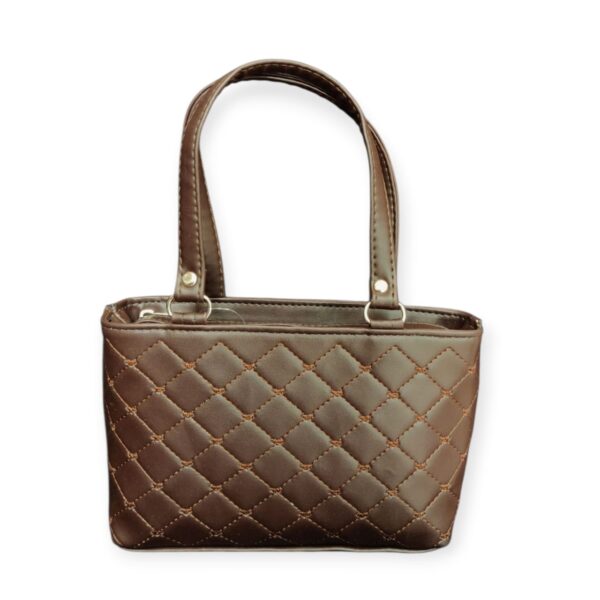 Elegant Quilted Faux Leather Mini Handbag - Image 5