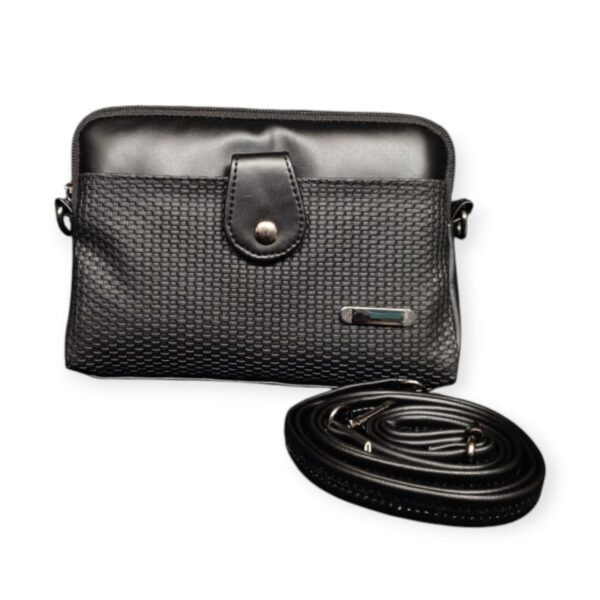 Stylish Textured Crossbody Bag - Rich Maroon with Dual Closures - Image 2