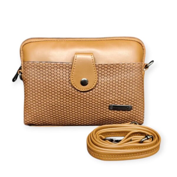 Stylish Textured Crossbody Bag - Rich Maroon with Dual Closures - Image 3