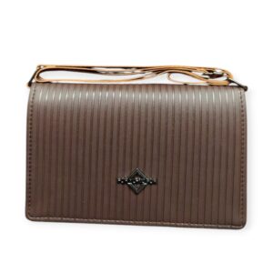 Elegant Chevron-Textured Crossbody/Wallet Bag with "V" Style Emblem - Chic Brown