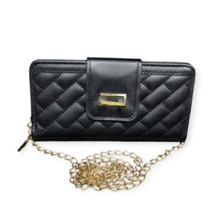 Chic Quilted Chain Crossbody/Wallet - Elegant Black with Gold Accents