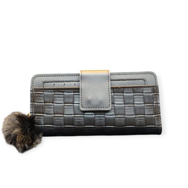 Charmin "CLSSO KLARE" Quilted Wallet with Pom-Pom Accent - Rich Berry Pinkg - Image 3