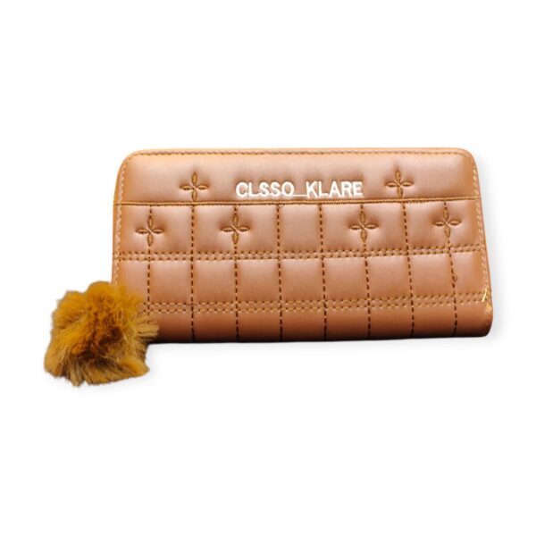 Charmin "CLSSO KLARE" Quilted Wallet with Pom-Pom Accent - Rich Berry Pinkg - Image 2
