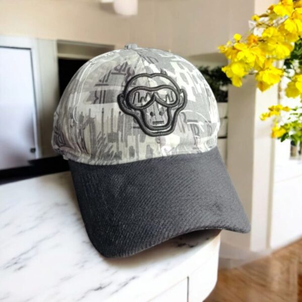 Urban Camouflage Baseball Cap with 'Cool Monkey' Embroidery - Grey Tones - Image 4