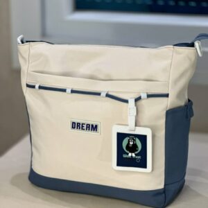 Inspirational Two-Tone Everyday Bag with 'Dream' Patch & Bear Tag
