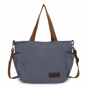Chic Corduroy Multi-Pocket Tote & Crossbody Bag - 4-Piece Color Set