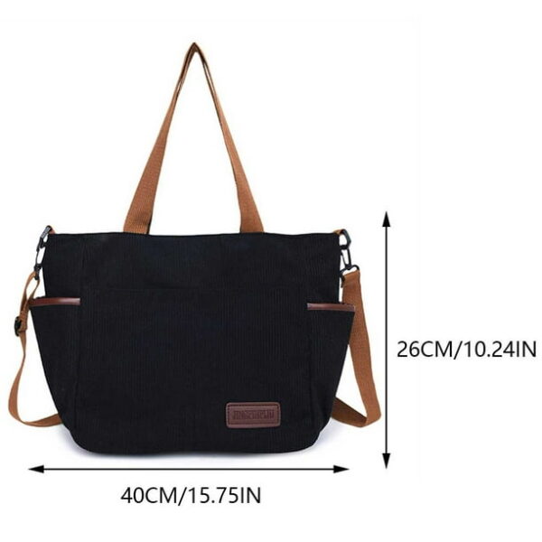 Chic Corduroy Multi-Pocket Tote & Crossbody Bag - 4-Piece Color Set - Image 2