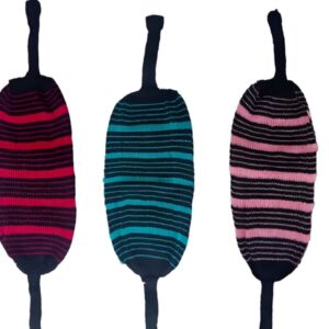 Versatile Striped Knit Drawstring Pouches / Slouchy Beanies - Multi-Color Pack