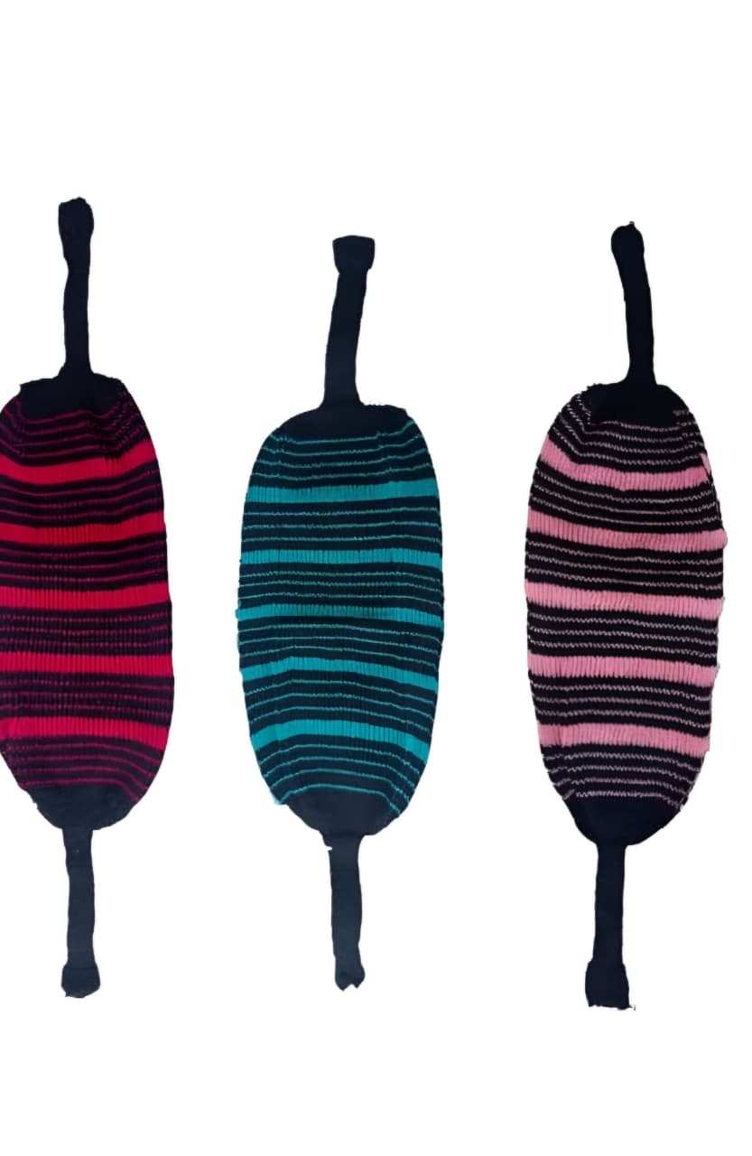 Versatile Striped Knit Drawstring Pouches / Slouchy Beanies - Multi-Color Pack